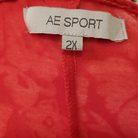 AE Sport Flutter Sleeve Peasant Blouse Red Size 2X - Picture 14 of 16